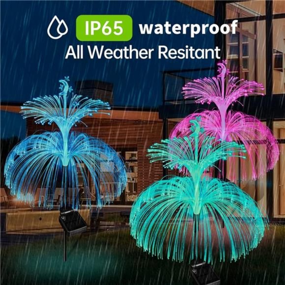 Solar Flower Lights Garden Waterproof 3 Pack Solar Yard Lights 7 Color Changing - Picture 3 of 7